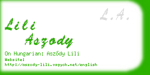 lili aszody business card